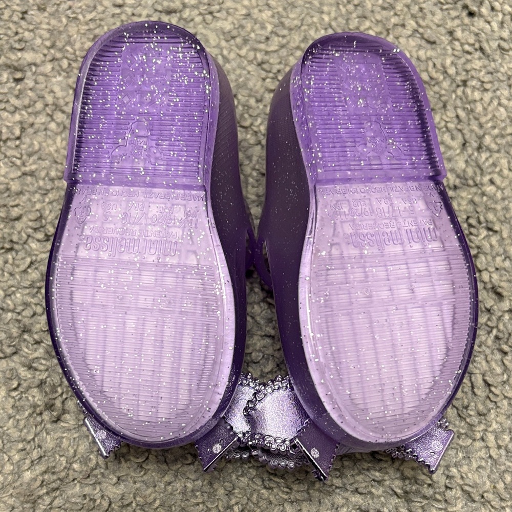 Mini Melissa Lilac Glitter Jelly Mary Janes with Embellished Bow - Picture 3 of 3